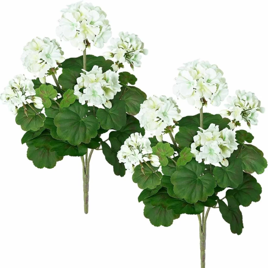 2 Pcs 18" Red Artificial Geranium Flowers for Outdoor Decor, Realistic Silk Floral Arrangements for Garden, Patio, Wedding Table Centerpieces, Indoor Home Decoration by FOREST PRINCE