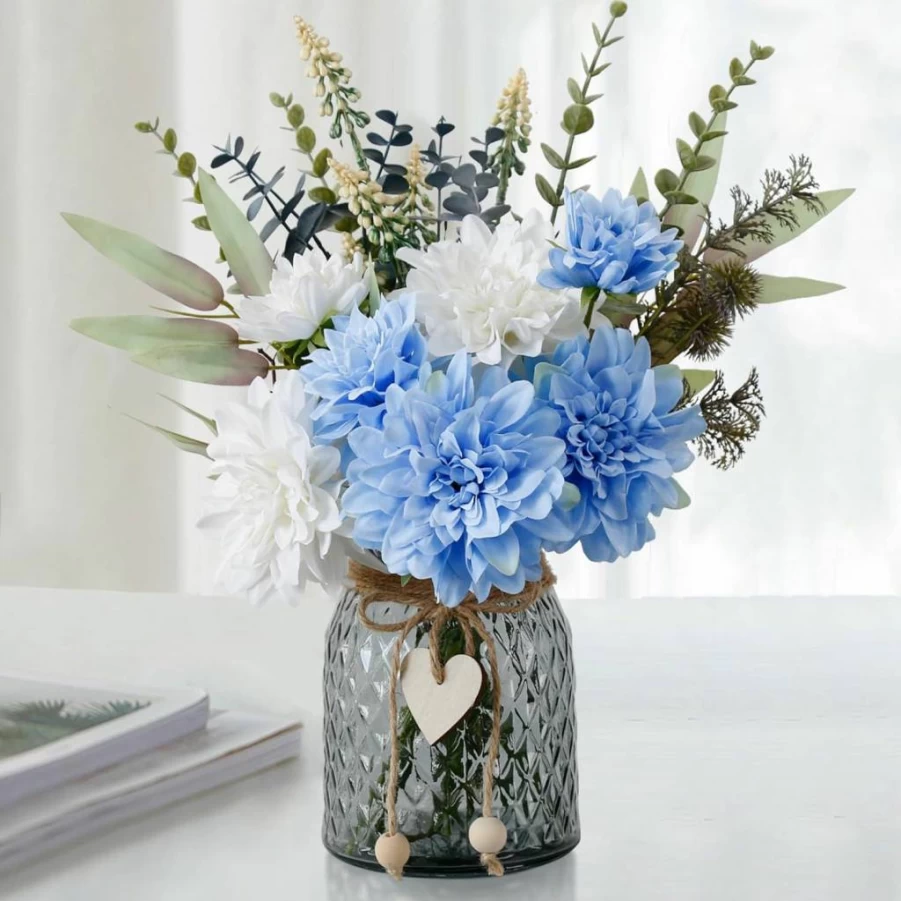 Leftover Artificial Flowers in Vase - Elegant Table Centerpieces for Dining Room, Kitchen, and Coffee Table Decor