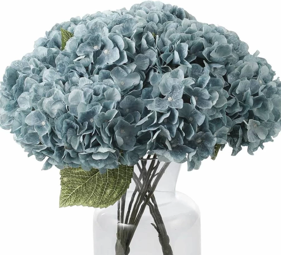 Kimura's Cabin Artificial Silk Hydrangea Bouquets - 10 Heads Mint Green Fake Flowers for Wedding, Home Decor, Table Centerpieces (Pack of 2)