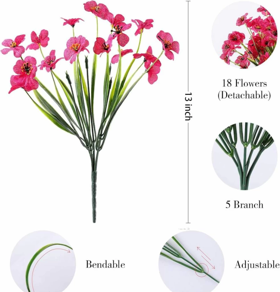AGIRL 24 Bundles Artificial Flowers Outdoor, Fade-Resistant Fake Plastic Plants for Hanging Planters, Indoor Outside Garden Porch Window Box Decor, Home Wedding Farmhouse