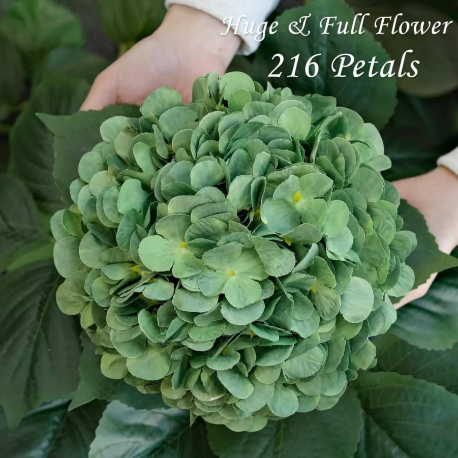 JINWOE 22" White Silk Artificial Hydrangea Flowers - 4Pcs Realistic Faux Blooms with Stems for Bouquets, Wedding Centerpieces, Home & Outdoor Decor