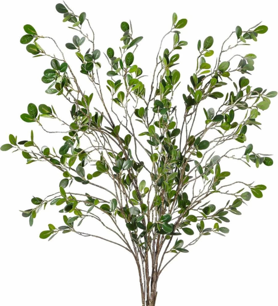 Sggvecsy 43" Artificial Ficus Branches Set of 4 - Realistic Fake Greenery Stems with Eucalyptus Leaves for Home, Office, Wedding, Vase Filler, and Shop Decor