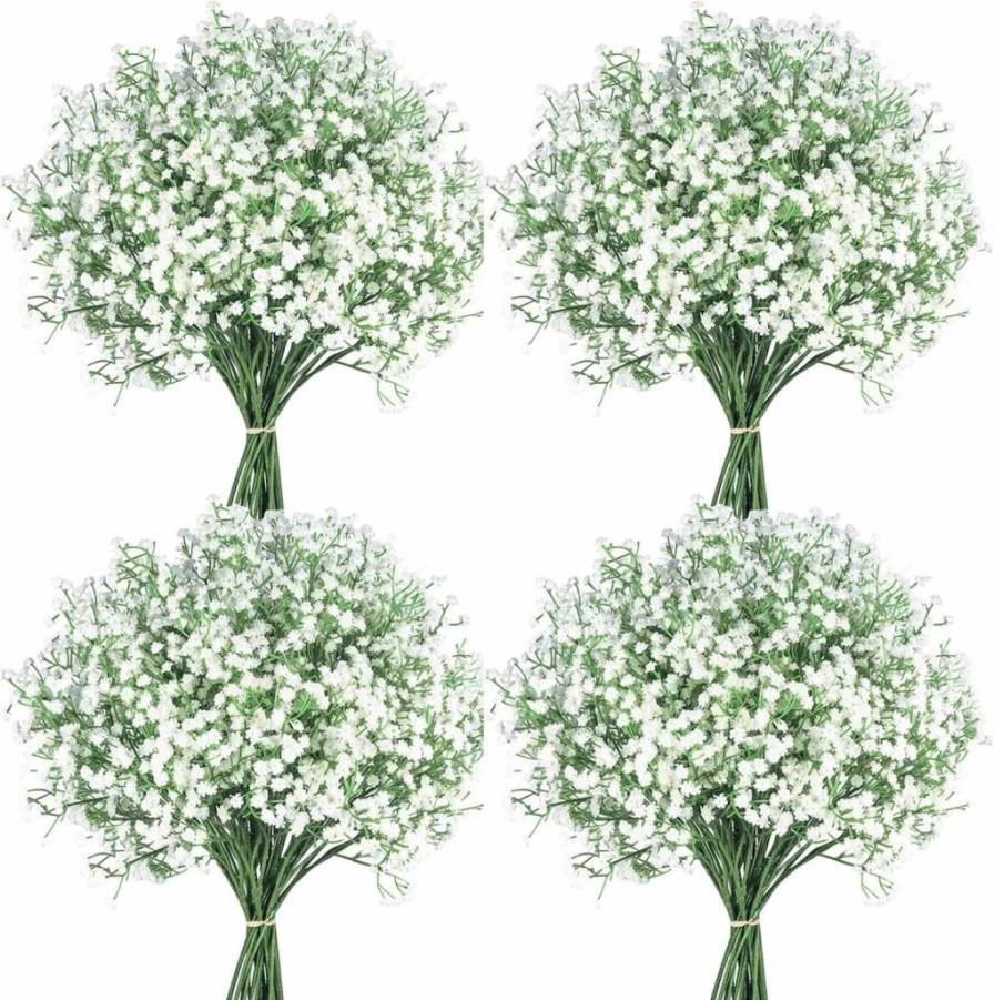 Cherica 36 Pcs White Artificial Baby Breath Flowers, Long Stem Faux Gypsophila Bulk for Wedding, Home, Party Decoration