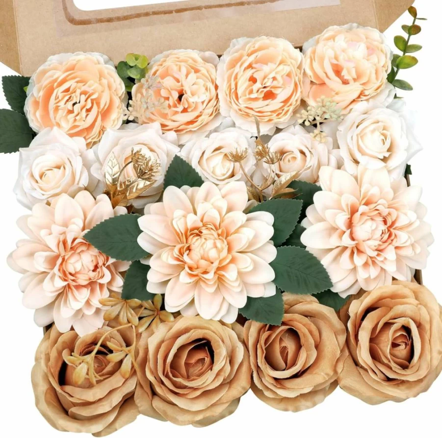 AmyHomie Artificial Purple Silk Flowers Bouquet - Peony, Rose, Hydrangea Mix for Wedding, Bridal, Baby Shower, Centerpieces, Table Decor, Fall Home Arrangements