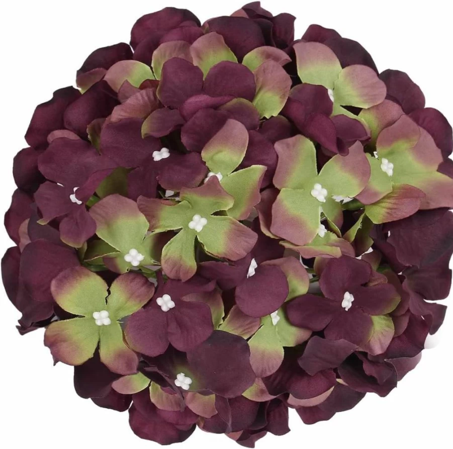 Flojery 10-Pack White Silk Hydrangea Flower Heads with Stems for Wedding & Home Decor - Artificial Floral Arrangements