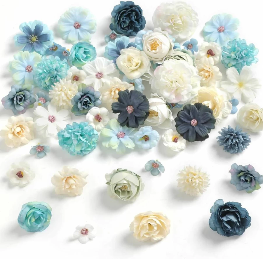 Rongflower Mini Faux Peony Daisy Rose Heads 2-4cm - Multicolor Silk Artificial Flowers for DIY Crafts Wedding Garland Home Decor