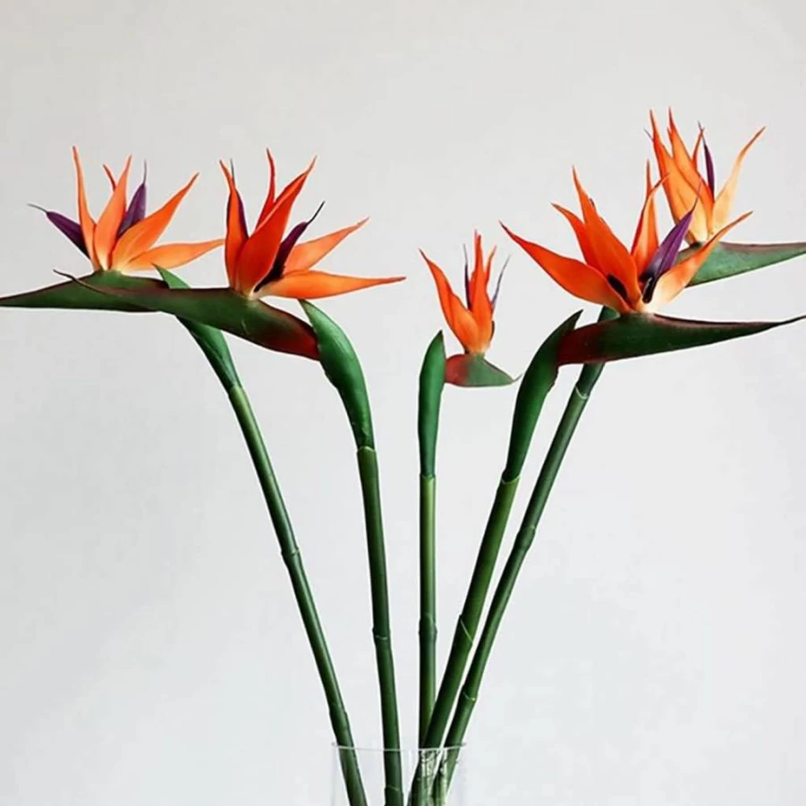 Beebel 6Pcs Artificial Bird of Paradise Flowers - Yellow Fake Plants for Indoor/Outdoor Decor, Wedding, Office, Garden, Garland