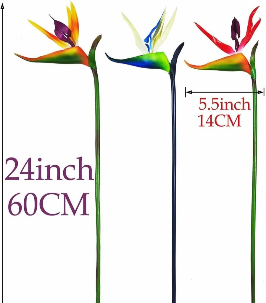 Beebel 6Pcs Artificial Bird of Paradise Flowers - Yellow Fake Plants for Indoor/Outdoor Decor, Wedding, Office, Garden, Garland