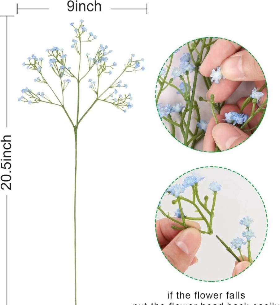 Pusuny 6-Pack Real Touch White Gypsophila Artificial Flowers for Wedding Bouquets, Bridal Decor, Party Arrangements, and DIY Floral Displays