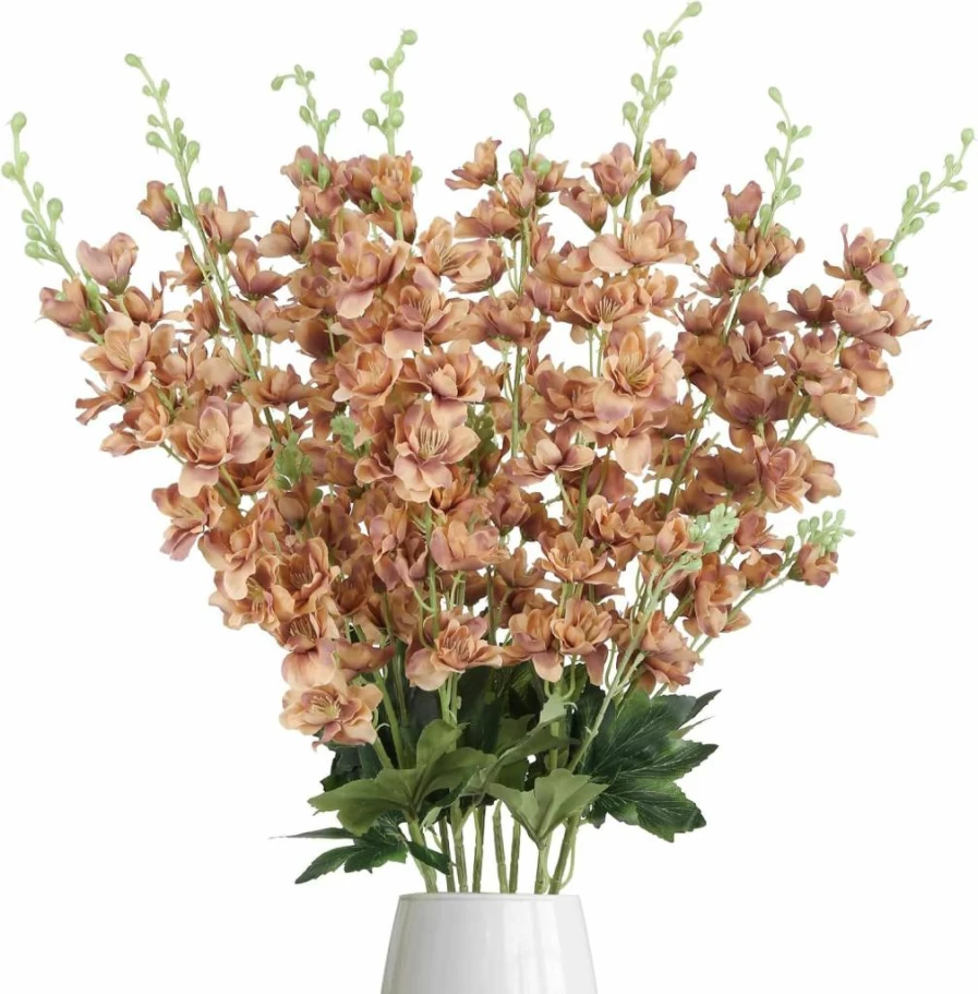 8Pcs Fqueelvys Dusty Blue Artificial Delphinium Flowers 33.5" Faux Larkspur Stems Silk Floral Arrangements for Wedding Centerpieces Home Garden Decor